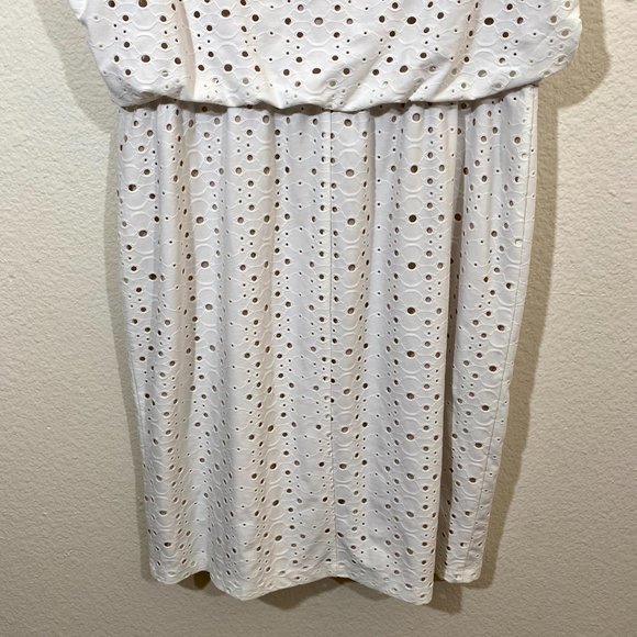 New York & Company sz:L White Tan Perforated Dress - Picture 7 of 11